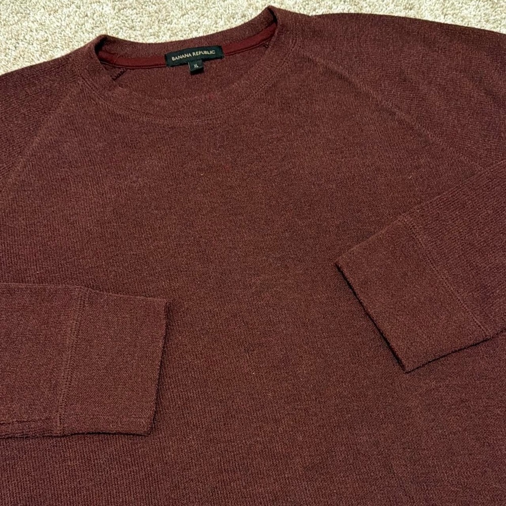 Luxury Banana Republic Knit Crewneck Sweater | Burgundy | XL